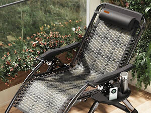 Розкладне крісло з ротанга шезлонг садовий Zero Gravity WCG S-10