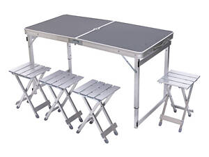 Раскладной стол + 4 стула кемпинговый набор для пикника, рыбалки, отдыха, туризма Черный JY-12061B