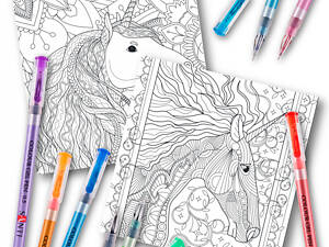 Розмальовка антистрес з гелевими ручками Santi Таємничі візерунки 450164 20 сторінок