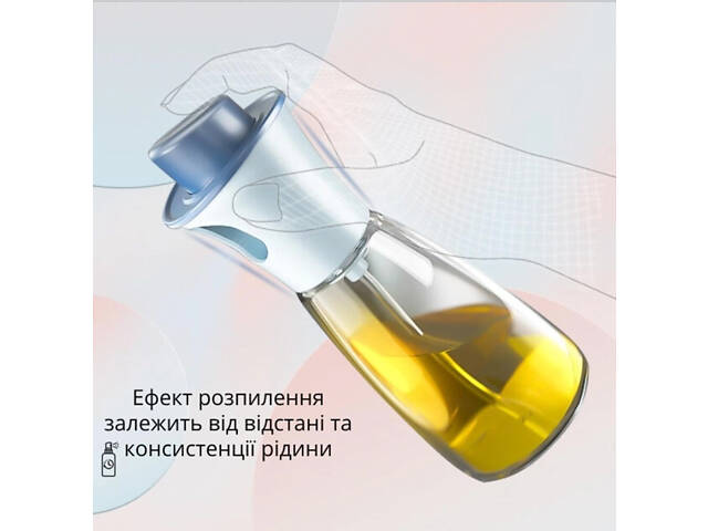 Распылитель диспенсер бутылка спрей для масла, уксуса, соусов, 180 мл стеклянный Голубой - Фото 3