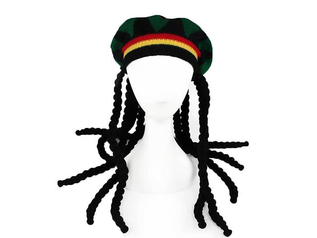 Раста шапка RESTEQ з дредами, шапка растамана Боба Марлі, в’язана шапка в стилі раста, шапка регі з дредами, шапка растафарі - Фото 4