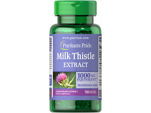 Расторопша, Milk Thistle 4:1 (Silymarin), Puritan's Pride, 1000 мг, 90 капсул