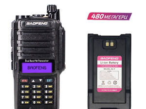 Рация Baofeng UV-9R Plus MK1 8W, Li-ion 2200 мАч UHF/VHF, IP67