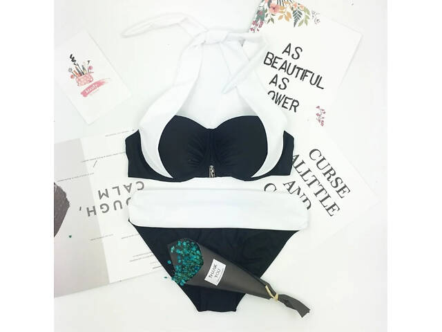 Роздільний купальник жіночий ISHOWTIENDA Чорно-білий - Фото 6