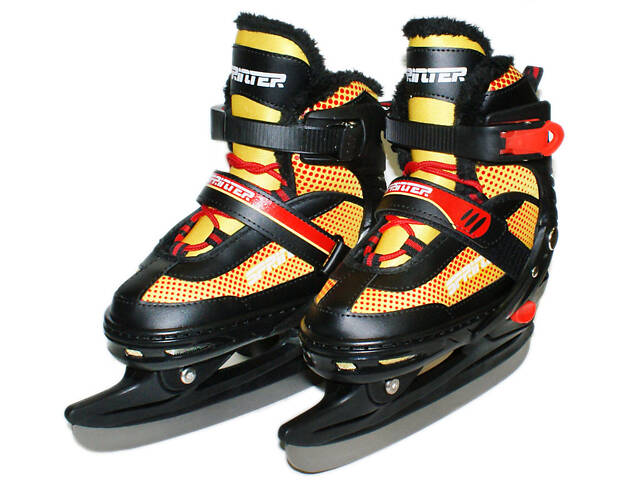 Раздвижные коньки из PVС,ткани и стали. Размер: S р.30-34 (16-20см) S910-ОРН-S - Фото 1