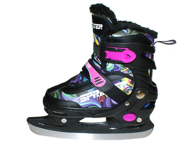 Раздвижные коньки из PVС,ткани и стали. Размер: S р.30-34 (16-20см) S909Ч-S - Фото 2