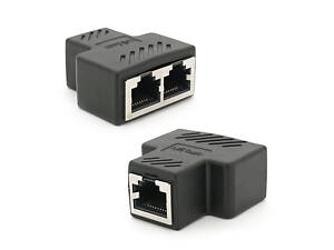 Розгалужувач RJ45 8P8C мама/2 Х мама RJ45 для розгалуження кабелю, екранований, чорний, Q100