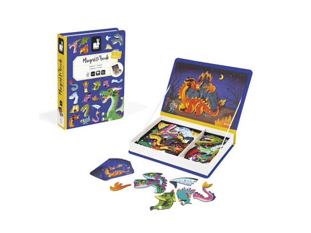 Розвиваюча іграшка Janod Магнітна книга Дракони 53 елементи (J02527) - Фото 1