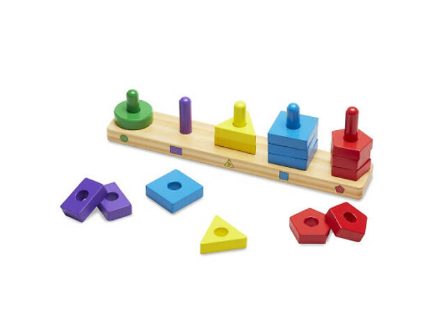 Розвиваюча іграшка Melissa&Doug дерев'яні пірамідки на платформі (MD10379) - Фото 1