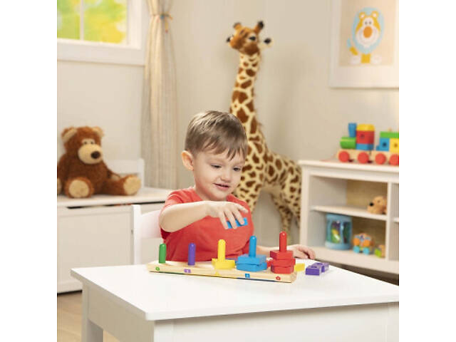 Розвиваюча іграшка Melissa&Doug дерев'яні пірамідки на платформі (MD10379) - Фото 2