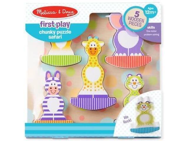 Розвиваюча іграшка Melissa&Doug Формовий пазл-качалка Сафарі (MD1886) - Фото 1