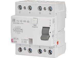 Дифференциальный реле ETI (УЗО) 4р EFI-P4 25/0,3 тип AC (10kA) (2061631)