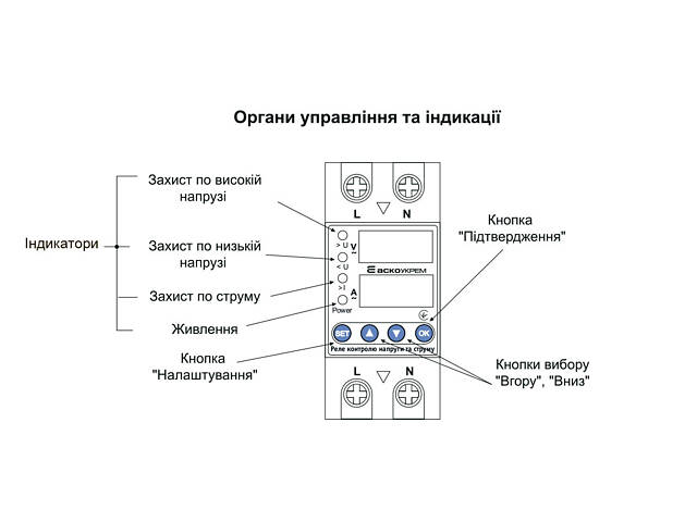 Реле контроля напряжения и тока 2P 63А [A0010230002] RKV АСКО - Фото 4