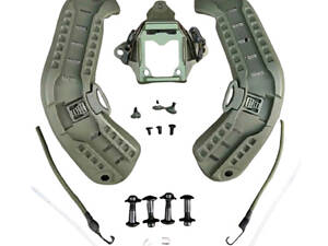 Рельсовое крепление (планка) + кронштейн NVG платформа (шрауд) на бронешлем Mich2000 с ушами (Оливковый)