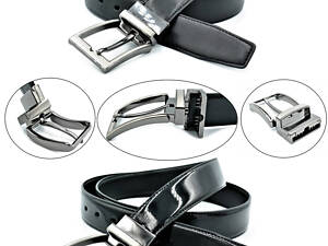 Ремінь чоловічий двосторонній Чорний Weatro new-aln-009