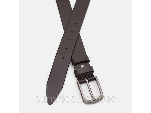 Ремінь з натуральної шкіри чоловічий 115×3.5 / пояс для брюків, коричневий - Фото 2