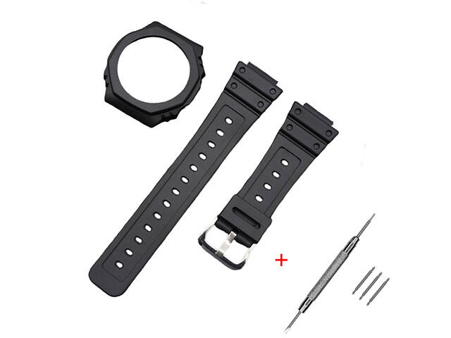 Ремінець + безель (рант) для Casio G-Shock GA-2100 Black SI - Фото 1
