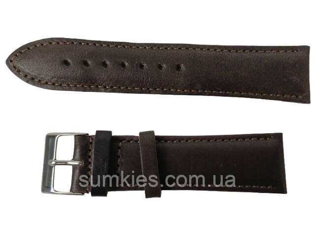 Ремінець, браслет для годинника зі шкіри Mykhail Ikhtyar Ш22 мм темно-коричневий - Фото 1