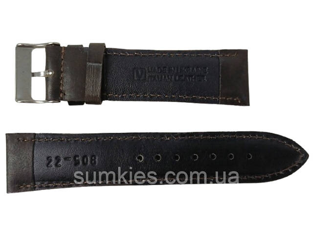 Ремінець, браслет для годинника зі шкіри Mykhail Ikhtyar Ш22 мм темно-коричневий - Фото 2