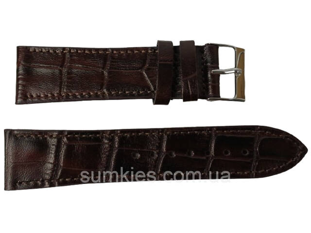 Ремінець, браслет для годинника зі шкіри під крокодила Mykhail Ikhtyar Ш22 мм коричневий - Фото 1