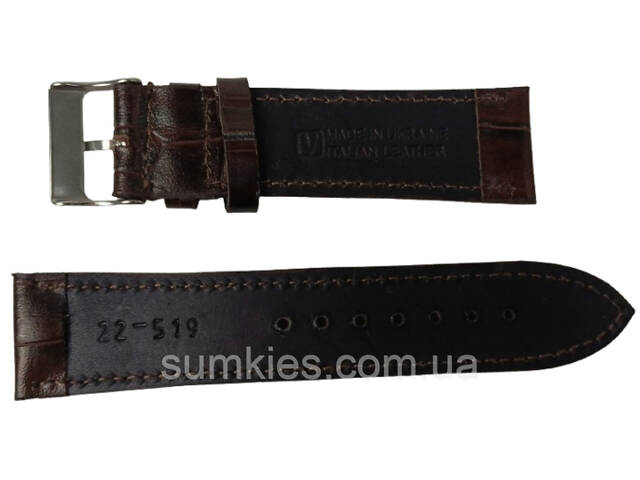 Ремінець, браслет для годинника зі шкіри під крокодила Mykhail Ikhtyar Ш22 мм коричневий - Фото 2