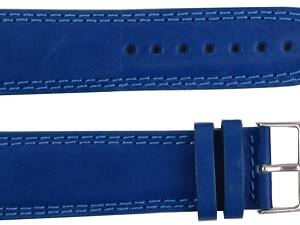 Ремінець для годинника шкіряний Mykhail Ikhtyar ширина 24 мм Синій (S24-308S blue)