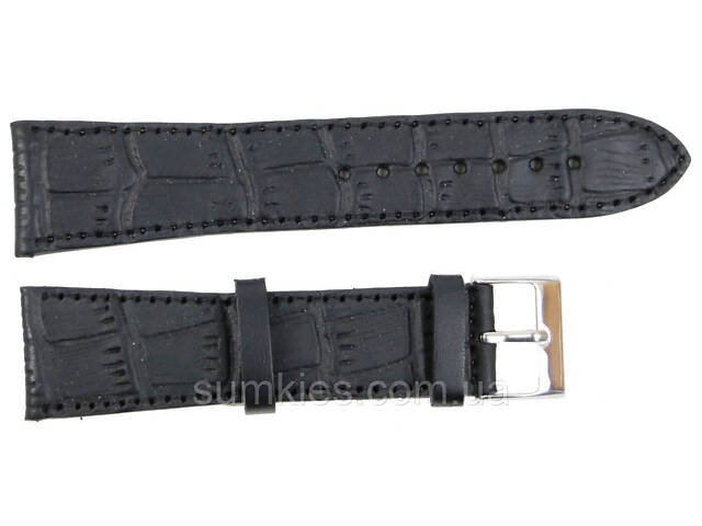 Ремінець для годинника зі шкіри Mykhail Ikhtyar ширина 24 мм чорний - Фото 1