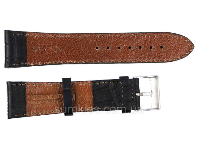 Ремінець для годинника зі шкіри Mykhail Ikhtyar ширина 24 мм чорний - Фото 2