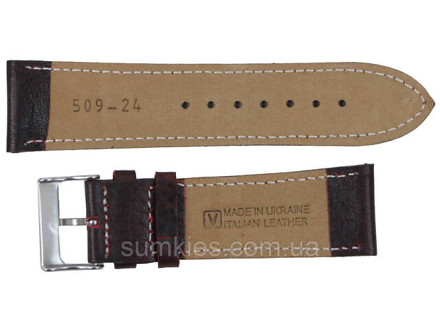 Ремінець для годинника зі шкіри Mykhail Ikhtyar Ш24 мм темно-коричневий - Фото 2