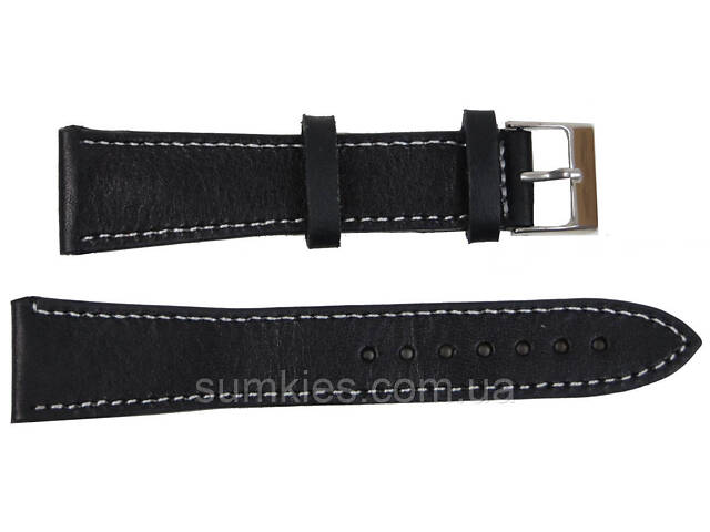 Ремінець для годинника зі шкіри Mykhail Ikhtyar ширина 22 мм S699-22S чорний - Фото 1