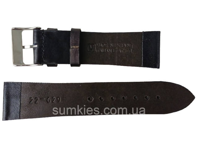 Ремінець для годинника зі шкіри Mykhail Ikhtyar ширина 22 мм чорний - Фото 2