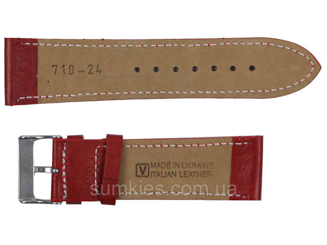 Ремінець для годинника зі шкіри під крокодила Mykhail Ikhtyar Ш24 мм червоний - Фото 2