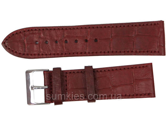Ремінець для годинника зі шкіри під крокодила Mykhail Ikhtyar Ш24 мм бордовий - Фото 1