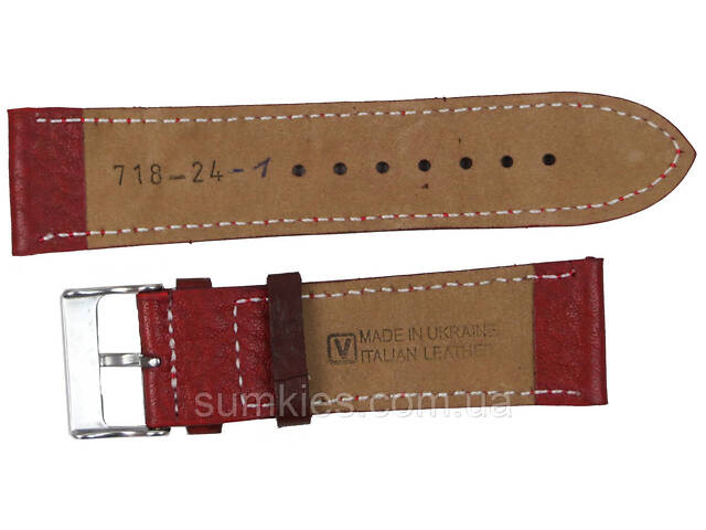 Ремінець для годинника зі шкіри під крокодила Mykhail Ikhtyar Ш24 мм бордовий - Фото 2