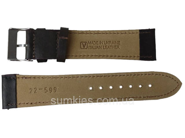 Ремінець для годинника з натуральної шкіри Mykhail Ikhtyar Ш22 мм темно-коричневий - Фото 2