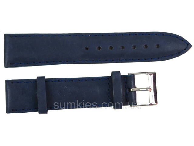 Ремінець шкіряний для годинника Mykhail Ikhtyar, Україна Ш20 мм темно-синій - Фото 1