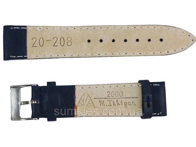 Ремінець шкіряний для годинника Mykhail Ikhtyar, Україна Ш20 мм темно-синій - Фото 2