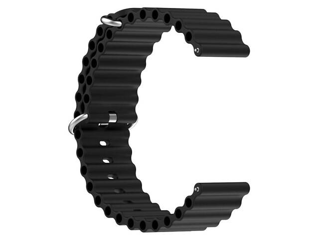 Ремінець силіконовий Primolux Ocean для годинника Garmin Vivoactive 3 / Vivomove HR / Forerunner - Black - Фото 2