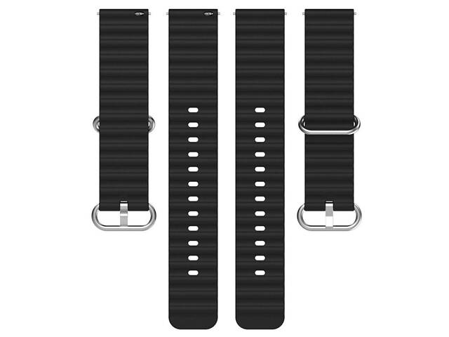 Ремінець силіконовий Primolux Ocean для годинника Garmin Vivoactive 3 / Vivomove HR / Forerunner - Black - Фото 3