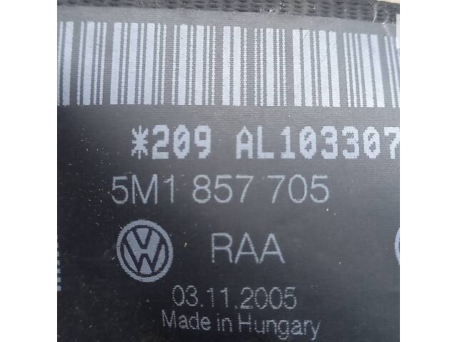 Ремень безопасности передний левый Volkswagen Golf Plus 2005-2014, 5M1857705