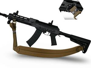 Ремень одно/двухточечный на QD антабках с широким ремнем 6 см Койот