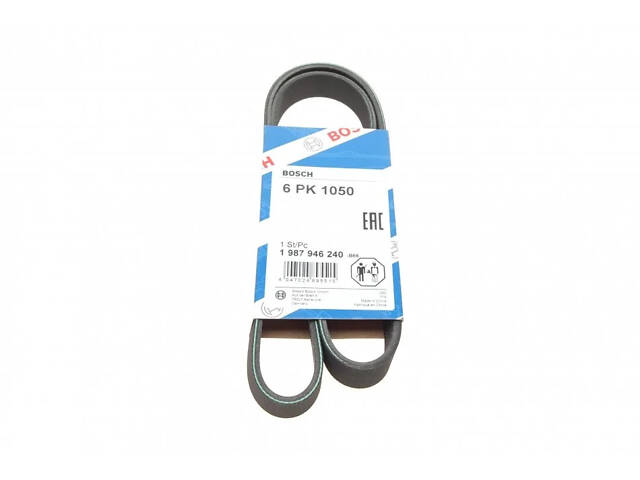 Ремінь поліклиновий BOSCH 1 987 946 240 Volkswagen EOS, Golf, Caddy, Passat, Touran, Jetta; Audi A3; Peugeot 207, 307; C - Фото 1