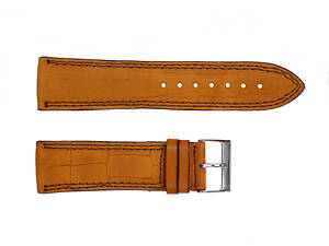 Ремешок кожаный 418 24x22 светло-коричневый крокодил