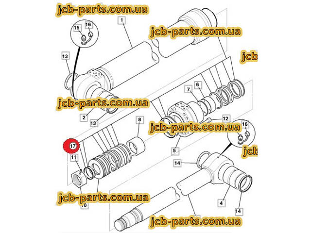 Ремкомплект гідроциліндра рукояті (130X95) (після 10/04/2009) 334 / P0176 для гусеничного екскаватора JCB