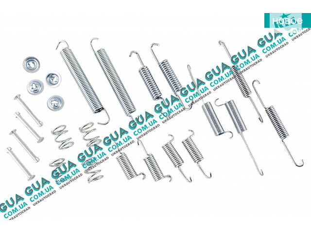 Ремкомплект задніх барабанних колодок/комплект зворотних пружин ручного гальма (с-ма Bendix D265x55) до -96 116395