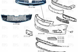 Решетка переднего бампера правая Chevrolet Cruze 11-14 дорест без птф новый неоригинал