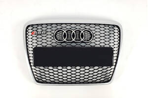 Решетка радиатора Audi A6 2004-2011год Черная с серой рамкой (в стиле RS)