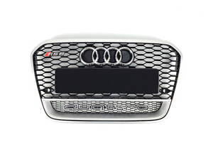 Решітка радіатора Audi A6 2011-2014год Чорна з сірою рамкою Quattro (в стилі RS)