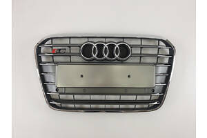 Решетка радиатора Audi A6 2011-2014год Серая с хромом (в стиле S-Line)