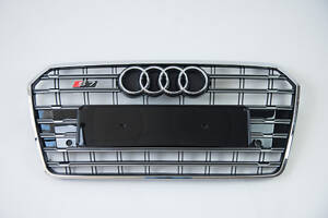 Решітка радіатора Audi A7 2014-2017год Чорна з хромом (в стилі S-Line)